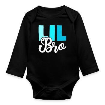 LIL BRO Brother Siblings - Organic Longsleeve Baby Bodysuit - black - Front