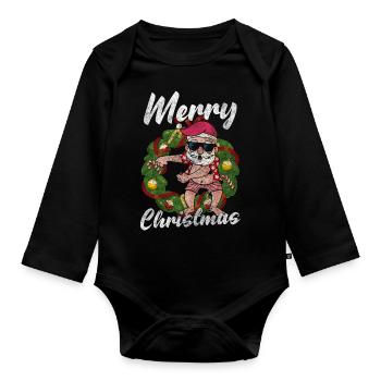 Cadeaux de Noël Enfants - Body Bébé bio manches longues - noir - Devant