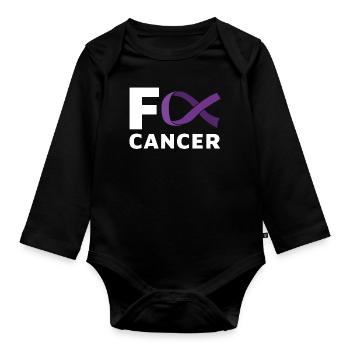 F Cancer du pancréas violet - Body Bébé bio manches longues - noir - Devant