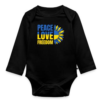 Ukraine Flag Peace Ukrainian Flag Peace - Organic Longsleeve Baby Bodysuit - black - Front