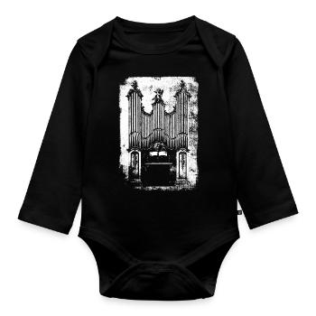 Orgel Organist Kirchenorgel - Baby Bio-Langarm-Body - Schwarz - Vorne