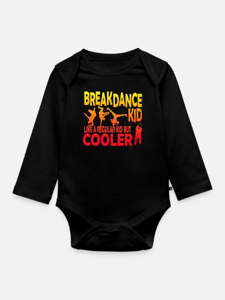 Breakdance Kid like a regular Kid but cooler - Organic Longsleeve Baby Bodysuit - black