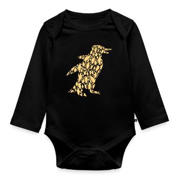 Groupe familial de pingouins Mignon Pingouin des neiges - Body Bébé bio manches longues - noir - Devant