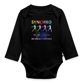 Synchro Synchron Eiskunstlauf Eiskunstläufer - Baby Bio-Langarm-Body - Schwarz - Vorne