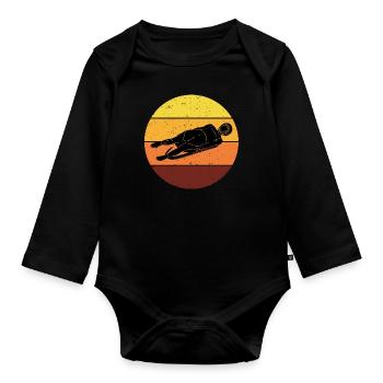 Luge Sledding Sledge Race Extreme Vintage Retro - Organic Longsleeve Baby Bodysuit - black - Front