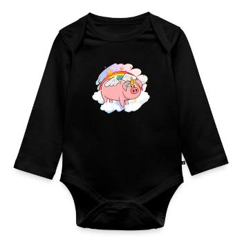 Pig Gift Piglet Kids Piglet Pig Pig - Body Bébé bio manches longues - noir - Devant