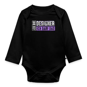 Designer Spruch - Baby Bio-Langarm-Body - Schwarz - Vorne