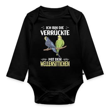 Perruche ondulée - Body Bébé bio manches longues - noir - Devant
