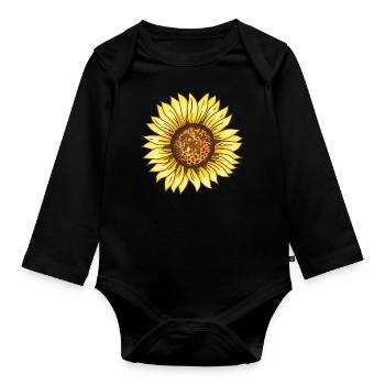 Sonnenblume Grafik Sommer Urlaub Urlaub Geschenk - Baby Bio-Langarm-Body - Schwarz - Vorne