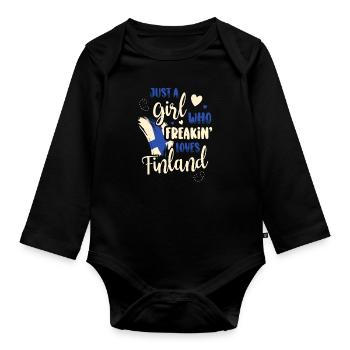 Finlande Tshirt Finlande Scandinavie - Body Bébé bio manches longues - noir - Devant