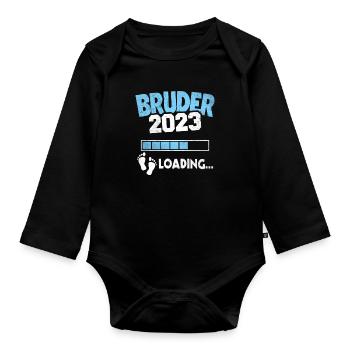 Brother-to-be 2023 Loading Offspring - Organic Longsleeve Baby Bodysuit - black - Front