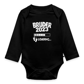 Brother-to-be 2023 Loading Offspring - Organic Longsleeve Baby Bodysuit - black - Front