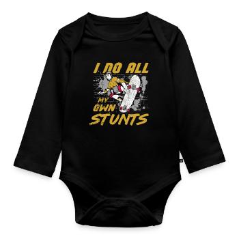 Skateboard Tshirt Skater Sk8 Sk8er Halfpipe Flip - Body Bébé bio manches longues - noir - Devant