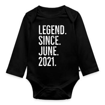 Legende seit Juni 2021 - Baby Bio-Langarm-Body - Schwarz - Vorne