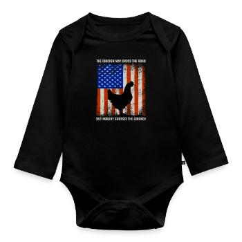 4. Juli Amerikanische Flagge USA Chicken Lover Farmer - Baby Bio-Langarm-Body - Schwarz - Vorne