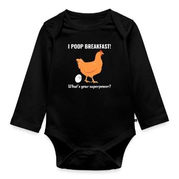 Amateur de poulet Aviateur Agriculteur Ferme Drôle - Body Bébé bio manches longues - noir - Devant