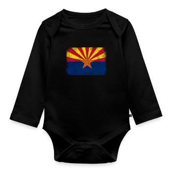 Amérique Drapeau américain Drapeau d’État en détresse Arizona - Body Bébé bio manches longues - noir - Devant