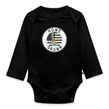 Land Map America US Flag Home Grown Delaware - Baby Bio-Langarm-Body - Schwarz - Vorne