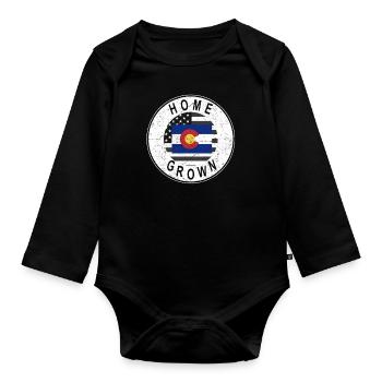 Land Map America US Flag Home Grown Colorado - Organic Longsleeve Baby Bodysuit - black - Front