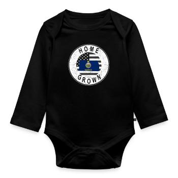 Land Map America US Flag Home Grown Kansas - Organic Longsleeve Baby Bodysuit - black - Front