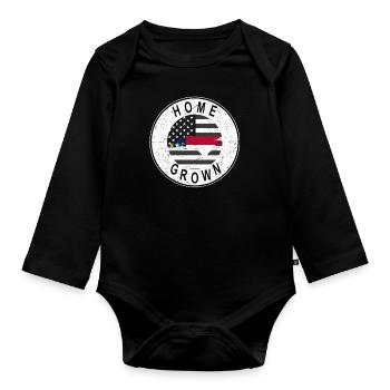 Land Map America US Flag Home Grown North Carolina - Organic Longsleeve Baby Bodysuit - black - Front