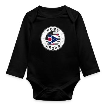 Land Map America US Flag Home Grown Ohio - Organic Longsleeve Baby Bodysuit - black - Front