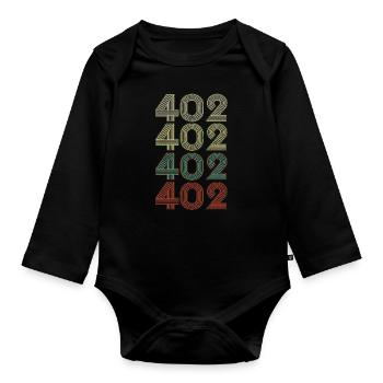 Retro America State Flag Area Code Nebraska - Baby Bio-Langarm-Body - Schwarz - Vorne