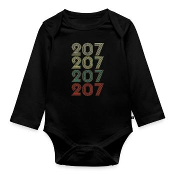 Retro America State Flag Area Code Maine - Baby Bio-Langarm-Body - Schwarz - Vorne