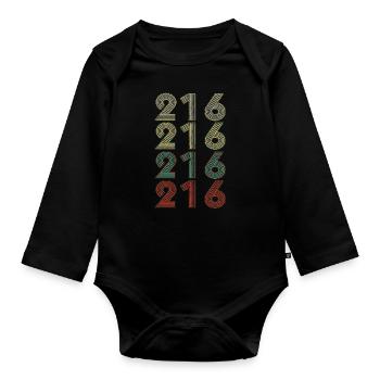 Retro America State Flag Area Code Ohio - Baby Bio-Langarm-Body - Schwarz - Vorne