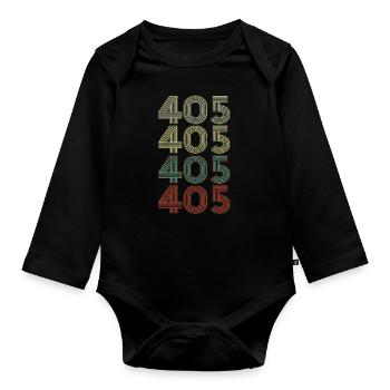Retro America State Flag Area Code Oklahoma - Baby Bio-Langarm-Body - Schwarz - Vorne