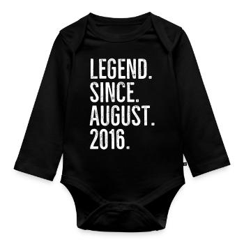 Legend Since August 2016 - Organic Longsleeve Baby Bodysuit - black - Front
