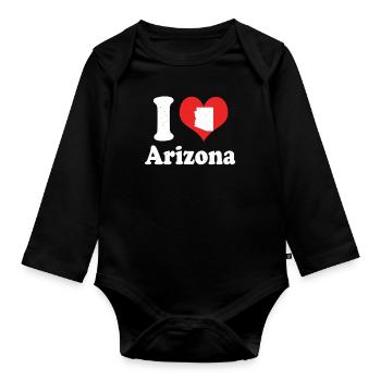 America Citizen US State Love I Heart Arizona - Organic Longsleeve Baby Bodysuit - black - Front