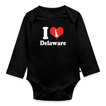 America Citizen US State Love I Heart Delaware - Baby Bio-Langarm-Body - Schwarz - Vorne