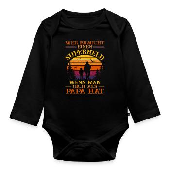 Superheld - bester Papa der Welt - Retro Vatertag - Baby Bio-Langarm-Body - Schwarz - Vorne