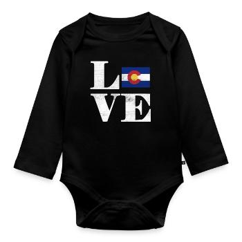 Proud America State Land Map Love Colorado - Baby Bio-Langarm-Body - Schwarz - Vorne