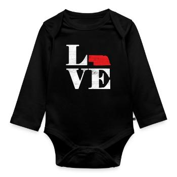 Proud America State Land Map Love Nebraska - Baby Bio-Langarm-Body - Schwarz - Vorne