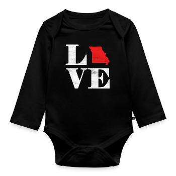 Fière Amérique Carte terrestre de l’État Amour Missouri - Body Bébé bio manches longues - noir - Devant