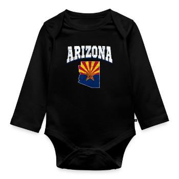 US America State Flag Land Map Arizona - Organic Longsleeve Baby Bodysuit - black - Front