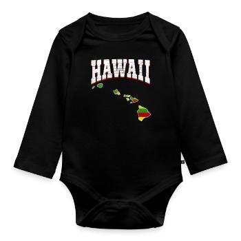 US America State Flag Land Map Hawaii - Organic Longsleeve Baby Bodysuit - black - Front