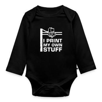 3D Printer - Organic Longsleeve Baby Bodysuit - black - Front