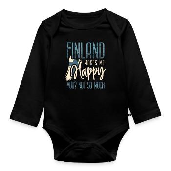 Finnland Geschenk Urlaub Lappland Heimat Finne - Baby Bio-Langarm-Body - Schwarz - Vorne