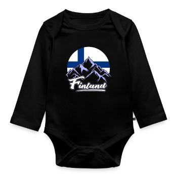 Finlande Tshirt Finlande Scandinavie - Body Bébé bio manches longues - noir - Devant