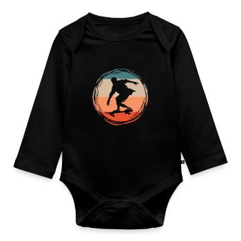 Skater Skateboard Gift Halfpipe Sk8 Ollie - Organic Longsleeve Baby Bodysuit - black - Front
