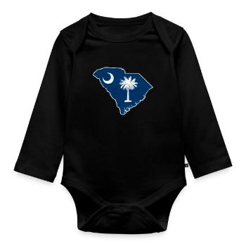 Land America US State Distressed South Carolina - Baby Bio-Langarm-Body - Schwarz - Vorne