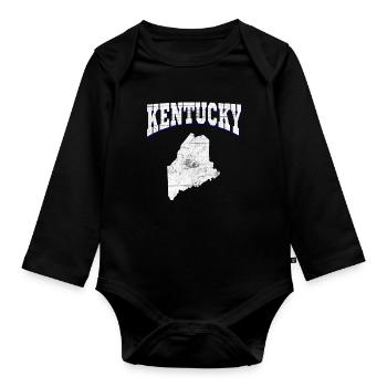 US America State Flag Land Map Maine - Organic Longsleeve Baby Bodysuit - black - Front