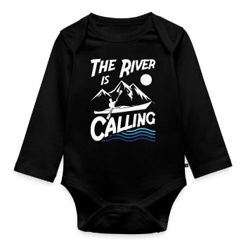 The River is Calling - Organic Longsleeve Baby Bodysuit - black - Front