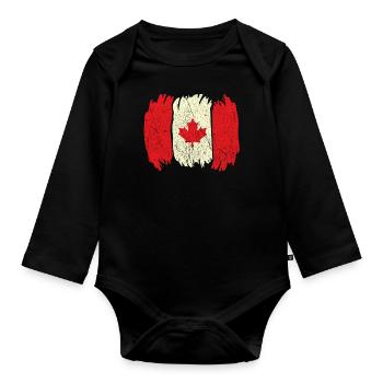 Canada Flag Proud Canadian Canada Day - Baby Bio-Langarm-Body - Schwarz - Vorne