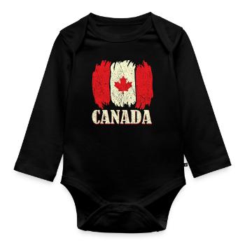 Maple Canada Flag Proud Canadian Canada Day - Baby Bio-Langarm-Body - Schwarz - Vorne