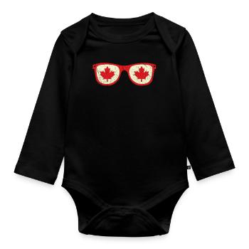 Glasses Canada Flag Proud Canadian Canada Day - Baby Bio-Langarm-Body - Schwarz - Vorne