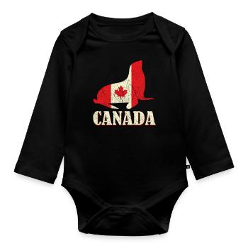 Canada Flag Seal Sea Proud Canadian Canada Day - Baby Bio-Langarm-Body - Schwarz - Vorne